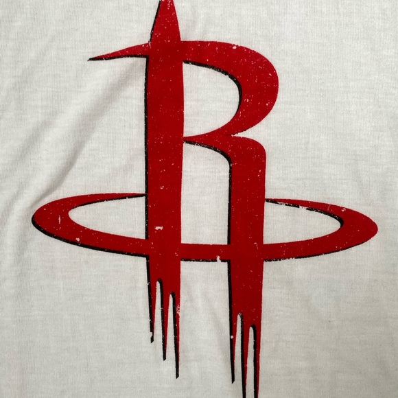 NBA Houston Rockets White ScoopNeck Thin T-Shirt - Picture 3 of 4